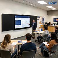 Tableau blanc interactif intelligent HRAY 86 pouces en verre trempé AG, tableau blanc infini pour l'enseignement multi-disciplinaire en école primaire, support OEM ODM