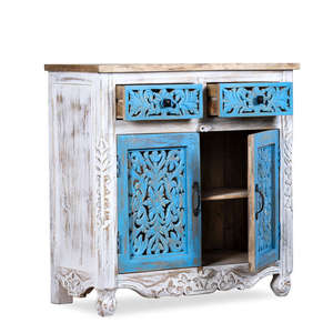 Premium Hand Carved Solid Wood <b>Sideboard</b> Cabinet Customized Color 2 Door 2 Drawer Storage for Dining Room Living Room Hotel - Product Image 2
