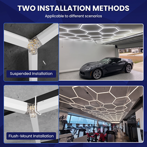 Éclairage d'atelier LED hexagonal, CRI élevé Ra80, éclairage de plafond sans ombre en nid d'abeille pour le detailing automobile, garage, vente en gros OEM - Product Image 3