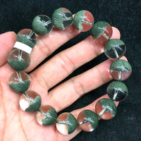 Bracelet en Quartz Vert Naturel Brésilien de Qualité Supérieure, Bijou en Cristal à Inclusions Demi-Coupelle pour Collection et Cadeau de Luxe