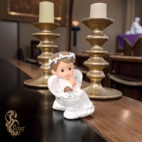 Figurine d'ange en résine blanche personnalisée pour les cadeaux de baptême, ange priant peint à la main