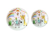 Ensemble de couverts pour fête d'anniversaire d'enfants, assiette à gâteau, table de dessert, nappe, assiette de maternelle, assiette en papier jetable, assiette en papier pour animaux