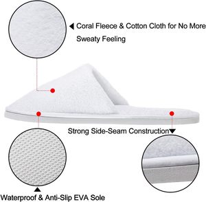 OEM Custom Logo Personalized Wholesale Luxury <b>Cheap</b> White Washable Hotel Room Spa Guest Disposable Cotton Terry <b>Slippers</b> - Product Image 3