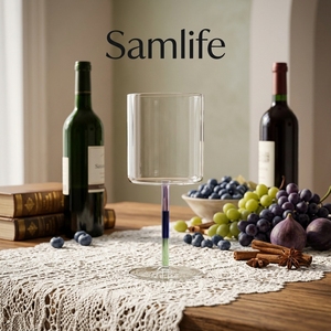 Samlife-RW26123 Verre à vin en borosilicate résistant à la chaleur, dégradé 3 couleurs, soufflé à la main, pour centre de table de mariage - Product Image 2