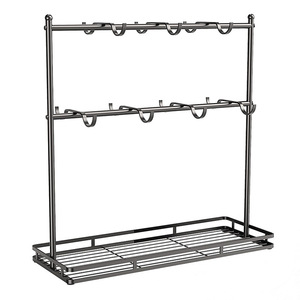 ชั้นวางแก้วกาแฟเหล็กแบบสองแถว 3 ชั้น พร้อมตะขอแขวนสำหรับใช้ในครัวหรือบนโต๊ะ - Product Image 2