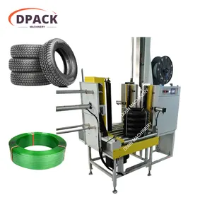 Automatic Tyre Strapping Machine Vertical PET/PP Belt Tire Wire Coil Strapping Equipment Strapper With Auto Rotating Table