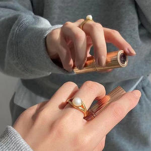 S925 <b>Silver</b> <b>Ring</b> Accessory <b>Set</b> DIY Pearl Jewelry with 11-13mm Round Beads Light Edition Fashion <b>Rings</b> 10392 - Product Image 2