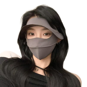 Chapeau de protection solaire d'été avec masque intégré en soie glacée, couvre-visage complet, protection UV, respirant, pare-soleil, Facekini en polyester et Lycra - Product Image 5