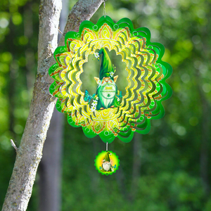 Molinetes de Viento Metálicos con Diseño de Gnomos Mariposas, Molinillo de Viento Colgante para Decoración de Exteriores, Molinillo de Viento de 12 Pulgadas para Adorno Navideño - Product Image 6
