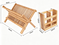 Égouttoir à vaisselle pliable en bambou écologique, respirant, antidérapant, léger, double couche, pour assiettes, bols et couverts