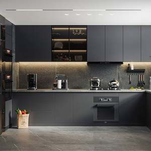SANTOPOVA Cuisine Complète Moderne Noire en Thaïlande, Armoires de Cuisine Ajustées - Product Image 3