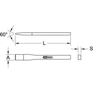 KS TOOLS Ciseau de maçon, 8 pans, 30x500mm - Product Image 2