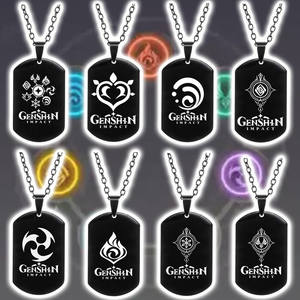 Anime juego <span class=keywords><strong>Genshin</strong></span> impacto collares elemento símbolo Halloween Moda hombre mujer Cosplay accesorio regalos - Product Image 1