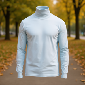 T-shirt à col russe à manches longues pour homme Eurus, en coton tricoté, motif uni, coupe décontractée, 220 g/m², taille standard - Product Image 2