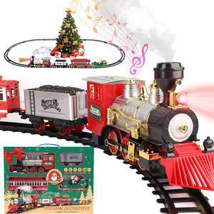 Fonction de pulvérisation Jouets de train de Noël Moteur de <span class=keywords><strong>locomotive</strong></span> à piles Ensembles de trains jouets avec son et lumières - Product Image 1