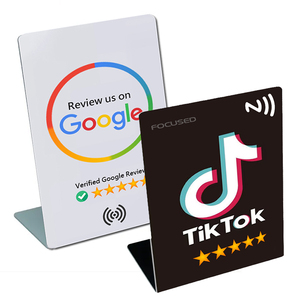 Tùy chỉnh NFC Google xem xét thẻ tùy chỉnh RFID tái sử dụng NFC tap với mã QR 13.56MHz phương tiện truyền thông xã hội xem xét NFC đứng thẻ - Product Image 5