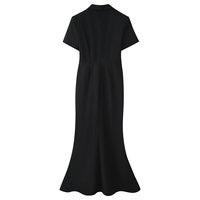 Robe longue chic et décontractée pour femme, nouvelle collection 2026, style rétro, col à revers, coupe sirène, manches courtes.