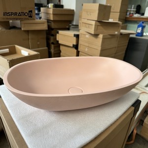 Vasque en terrazzo de ciment pour lavabo, approvisionnement en gros pour les projets de rénovation de salles de bain de grandes chaînes hôtelières mondiales - Product Image 2