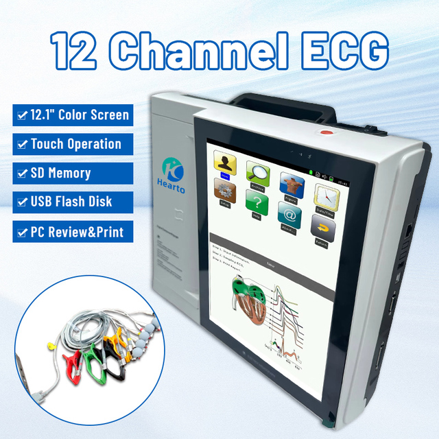 PX-EGA12PLUS Portable 12-Channel Lead ECG Machine Interpretation Touch Screen Thermal Print Long Battery (Up 10 Hours) Certified