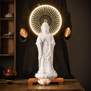 Dehua porcelana blanca hogar santuario ornamento Putuo montaña Nanhai Guanyin estatua Bodhisattva estatua de <span class=keywords><strong>Buda</strong></span> para adoración - Product Image 1