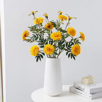 Bunga Marigold Sutra Palsu Multiwarna Grosir, Kepala Bunga Putih Kuning, Buket Kuning, Garland Buatan untuk Dekorasi Pernikahan