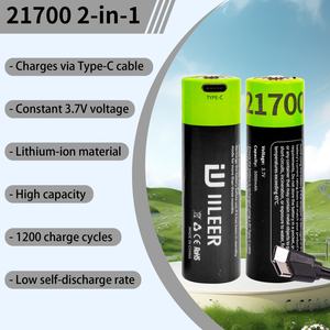 Baterías Cilíndricas Recargables de Iones de Litio IILEER 21700 5000mAh 3.7V 1200 Ciclos de Alta Capacidad - Product Image 3