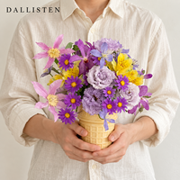 Dallisten – Arrangement de pivoines et orchidées artificielles en gros, pot en céramique rose, centre de table en fausses fleurs pour la décoration de la maison, de mariages et d'anniversaires