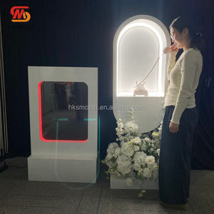 SMOOTH Wedding Phone <b>Booth</b> with White LED Light Beige Audio Guestbook Stand White Telephone <b>Booth</b> for Wedding Decoration - Product Image 1