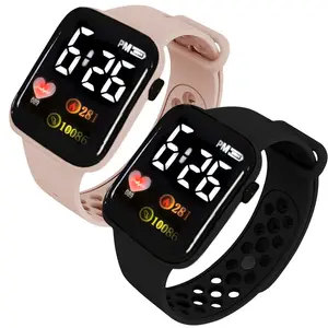 Relógio digital com LED para crianças, pulseira de silicone esportiva com 8 cores, preço barato, exibição de tempo, 2024