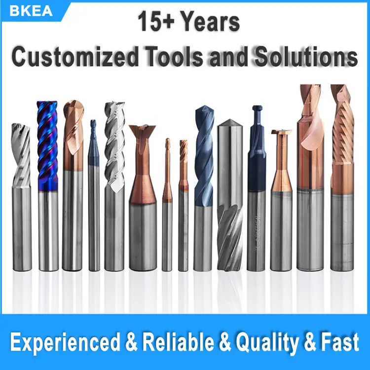 BKEA Carbide 2 / 4 Flutes Square end mills Hrc50 Inch Size Cnc Machine Tools Ball nose Milling Cutter