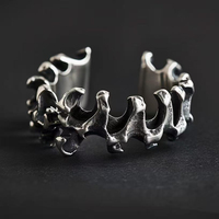Bague personnalisée en forme d'os, plaquée argent, ouverte et ajustable, pour femme, accessoires de mode, bijoux de fête