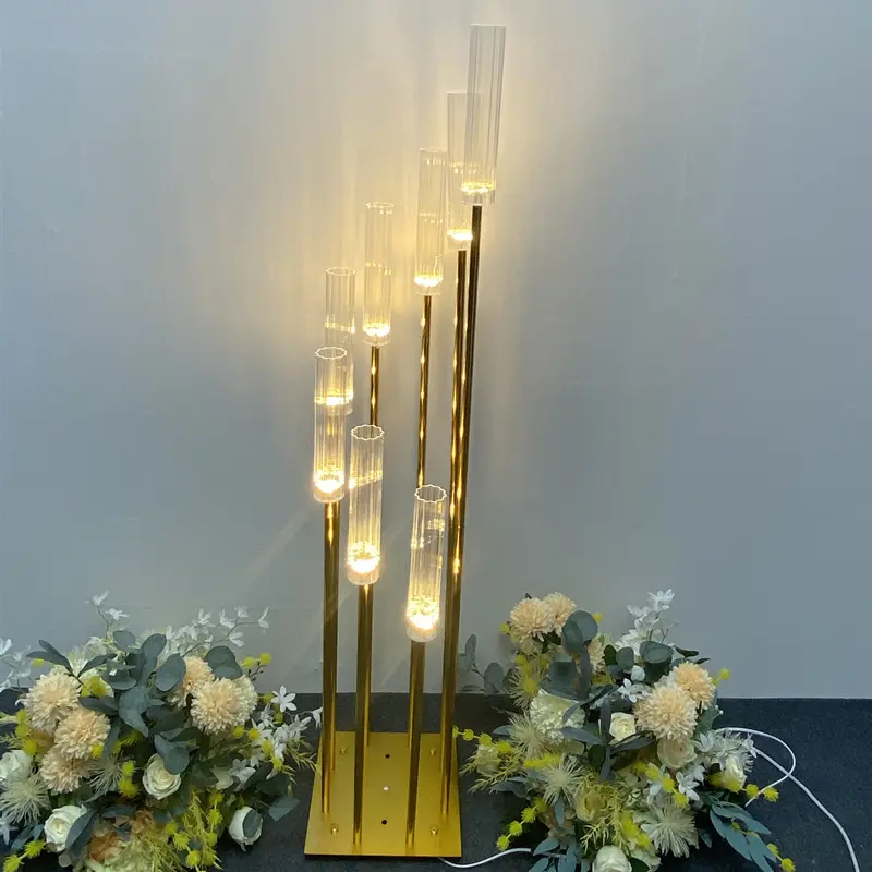 XA 이벤트 파티 센터 조각 장식 키가 큰 바 테이블 골드 받침대 케이크 꽃 스탠드 웨딩 통로 기둥