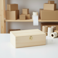 Boîte en bois de pin naturel non finie, bon marché, pour rangement et emballage