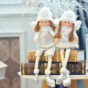 Eaglecadeaus Nieuwe Aankomst Zittend Meisje Engel Pop Witte Stof Pluche Tafelpop Decoratie Voor Kerst
