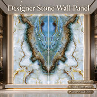 Dalles de pierre frittée translucides mates à veines dorées de luxe, panneaux de marbre artificiel pour la décoration architecturale des salons et des halls