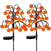 Lumières LED transfrontalières pour Halloween, style abstrait, en forme de branches, à énergie solaire, à insérer dans le sol, avec motifs fantôme, crâne, chauve-souris, citrouille