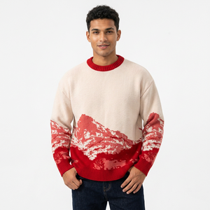 Pull à manches longues pour homme, coupe slim, col rond, 100% coton respirant, 360g, haut chaud d'hiver pour temps froid - Product Image 1