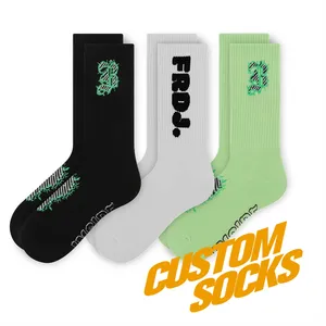 FREE DESIGN MOCKUP Designyour Own Logo Mens Sock Crew Sport Cotton Custom Logo Socks Men