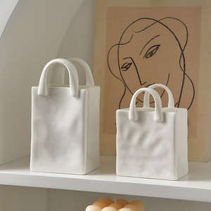 Jarrón de Cerámica con Flores Secas para Decoración del Hogar Moderno, Jarrón de Cerámica con Diseño de Bolso para Arreglos Florales - Product Image 5