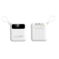 RUNCEIN grosir Power Bank kualitas tinggi 10000mAh pengisian cepat dengan kabel 3 in 1 Power Bank telepon portabel Powerbaks