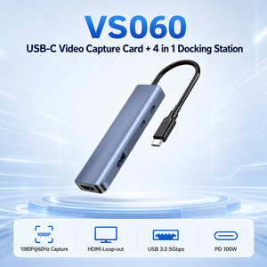Station d'accueil 4-en-1 USB-C avec carte de capture, sortie HDMI 1080P60, charge PD 100W, hub USB 3.0 sans pilote pour le streaming de jeux en direct - Product Image 1