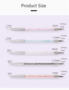 Lot de 5 pinceaux à double embout pour nail art avec manche diamanté, outils de peinture pour pétales de fleurs, de pointillage et de liner pour gel français, tailles 5, 6, 9, 12, 13 mm - Product Image 6