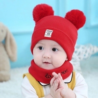 Ensemble bonnet et écharpe en tricot pour enfants de haute qualité, bonnet en polaire d'hiver, bonnet en crochet personnalisé pour nouveau-né avec pompon