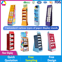 Support d'affichage au sol en carton ondulé personnalisé, présentoir en papier pliable écologique à forte capacité pour la promotion de produits de beauté et de soins de la peau en vente au détail