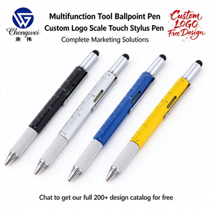 Stylo multifonction avec règle, niveau <span class=keywords><strong>à</strong></span> bulle, stylet, embout de tournevis et pointe <span class=keywords><strong>à</strong></span> bille pour ingénieur, charpentier, cadeau, vente en gros - Product Image 1
