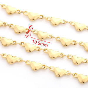 Heart Shaped <b>Titanium</b> Steel <b>Chain</b> Gold Plated For Bracelet Making 18k Finish DIY Jewelry Findings H1608 - Product Image 3