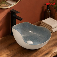 Lavabo en céramique Kidoir, vasque à poser sur comptoir, design artistique, forme ronde en forme de fleur, plusieurs couleurs, OEM ODM, vente en gros