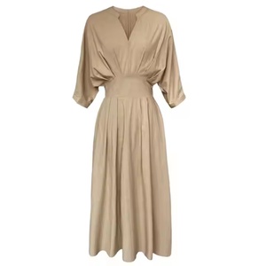 Nuevo Vestido Casual Bohemio de Verano para Mujer, 100% Lino, Largo Midi, Moda Sostenible, Tejido Transpirable con Patrón Sólido - Product Image 1