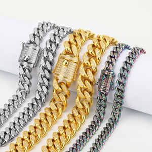 गर्म 18k सोने की प्लेटेड क्यूबन लिंक चेन ब्रेसलेट हिप हॉप डायमंड स्टेनलेस स्टील मीमी ब्रेसलेट - Product Image 4