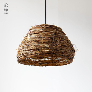 Lampe suspendue en rotin, 40cm, lustre Led rond à lumière chaude pour salon, chambre à coucher, Style Zen - Product Image 1